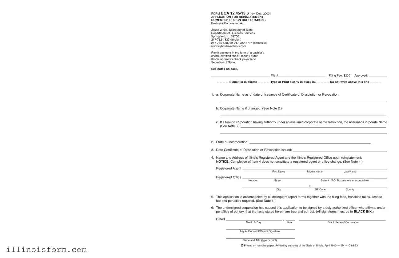 Fill a Valid Bca 12 45 Illinois Template