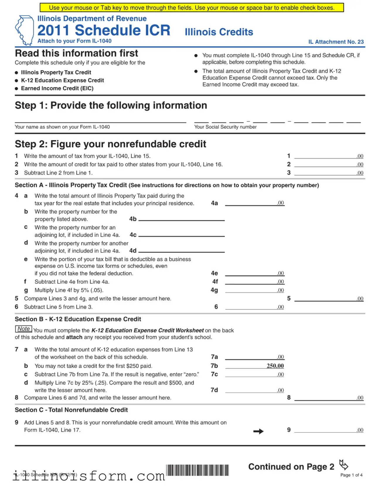 Fill a Valid Icr Illinois Dept Template