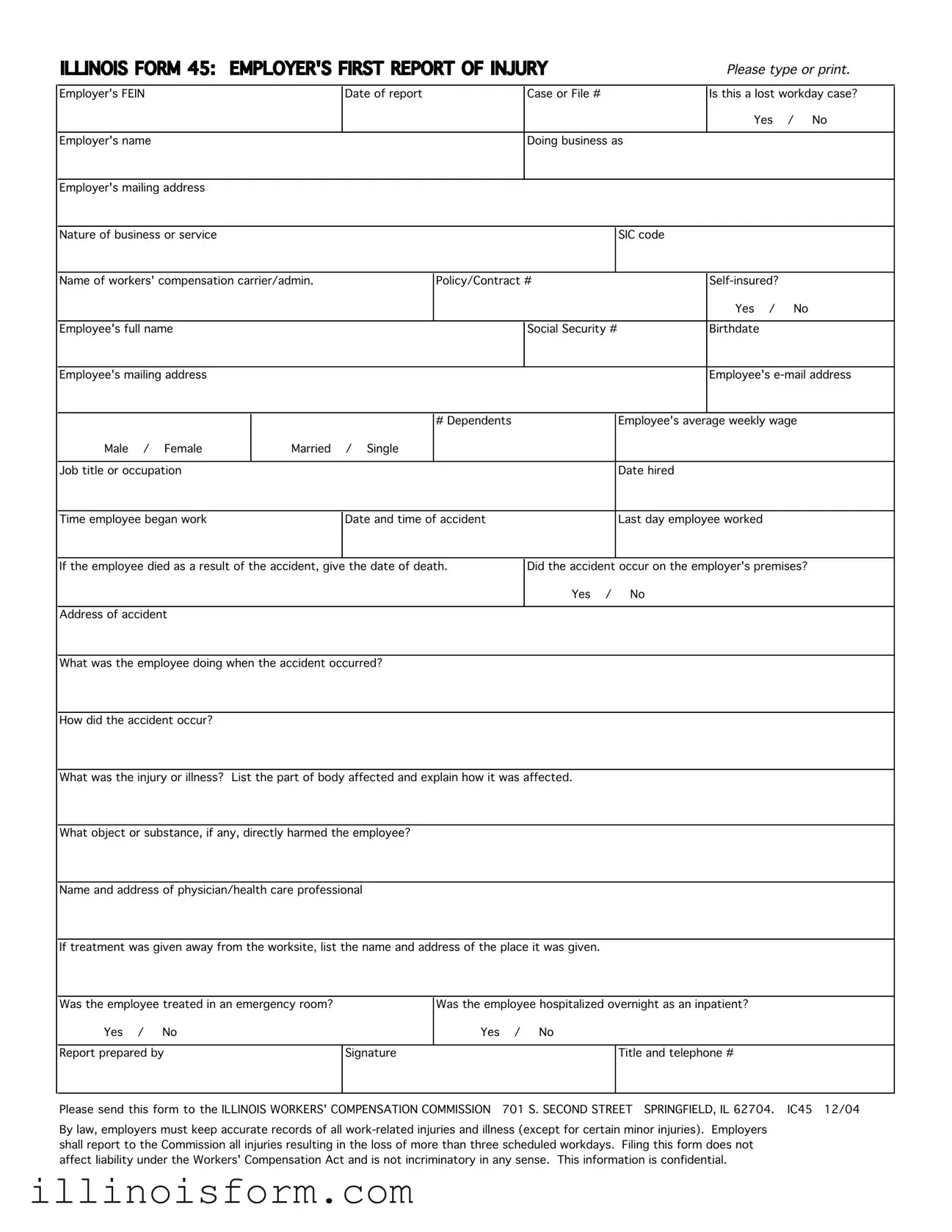 Fill a Valid Illinois 45 Template