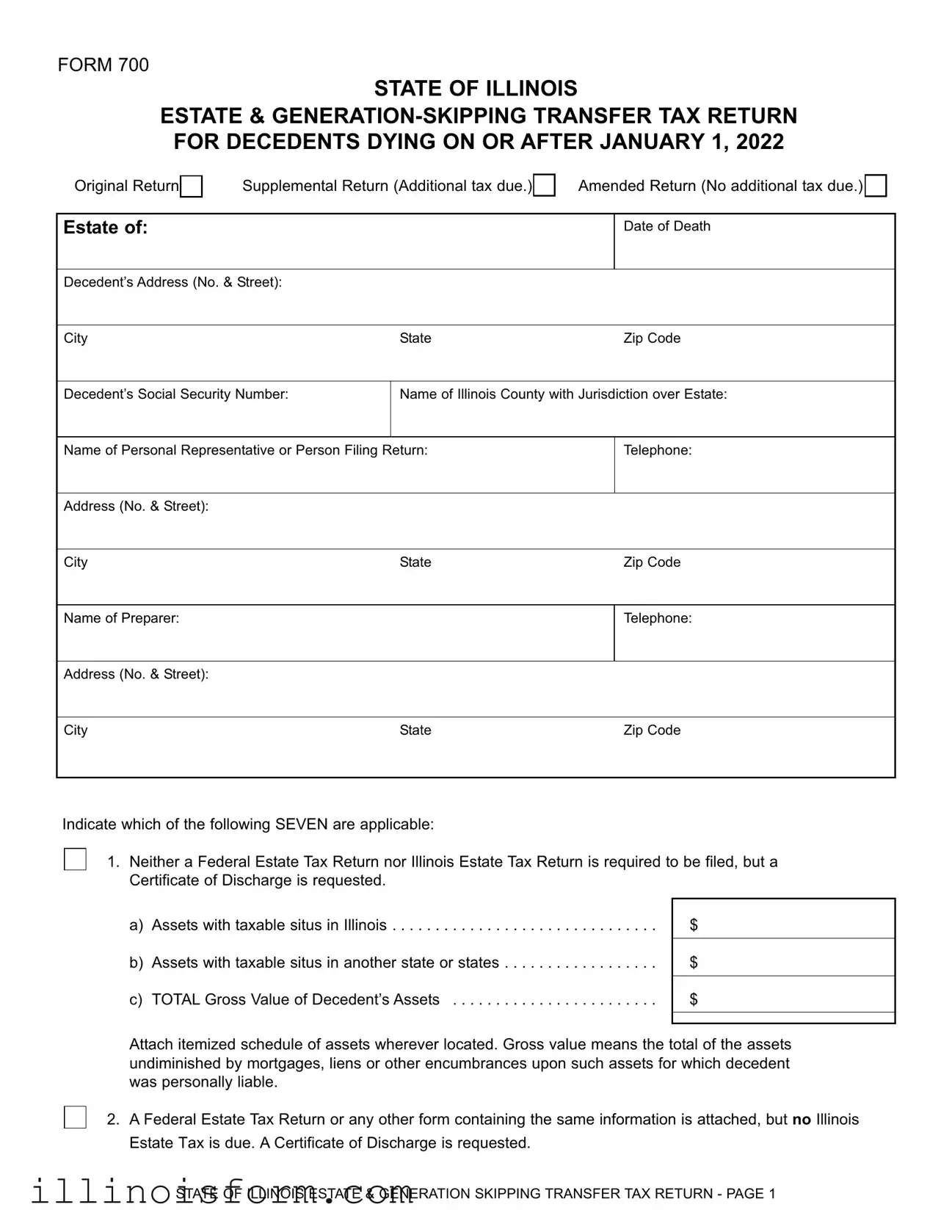 Fill a Valid Illinois 700 Template