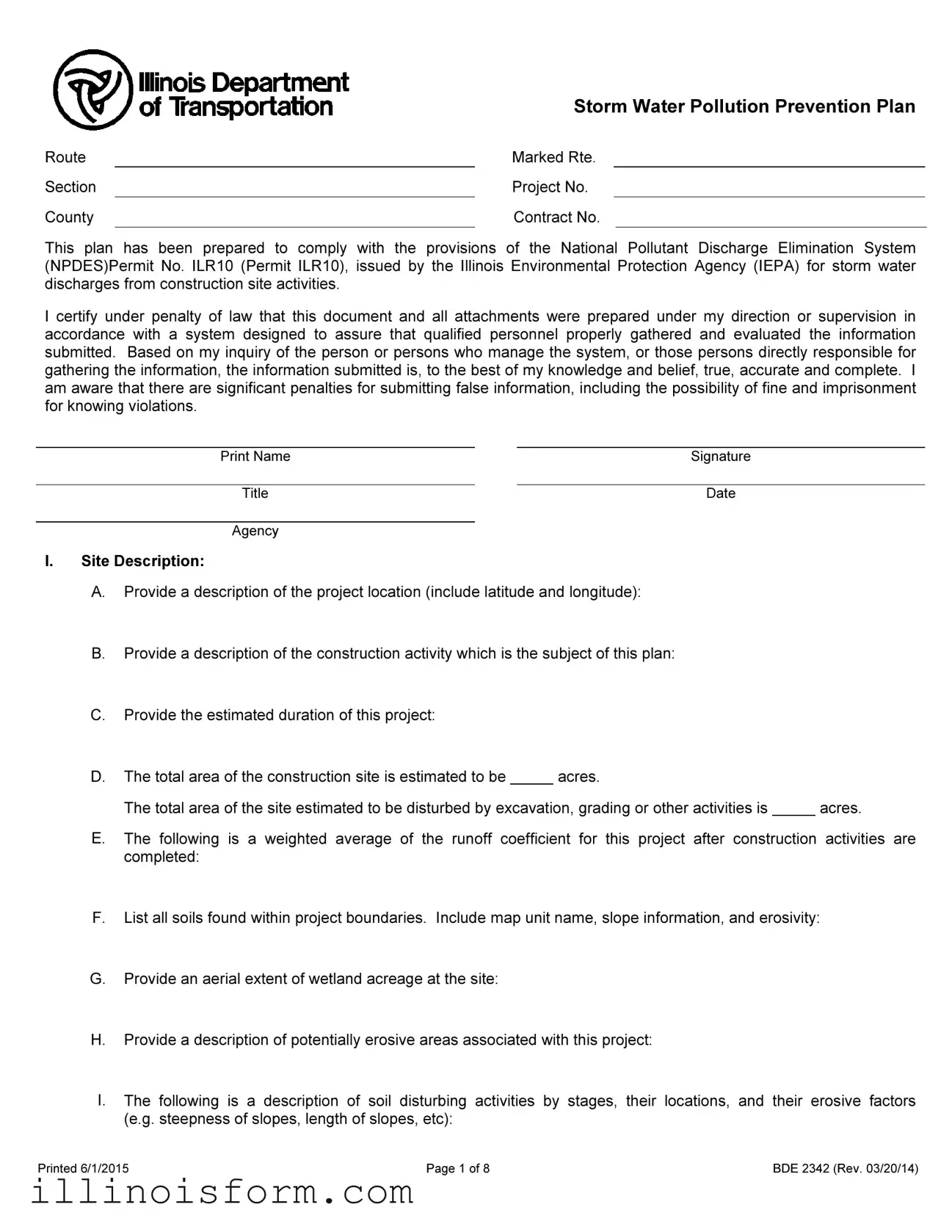 Fill a Valid Illinois Bde 2342 Template