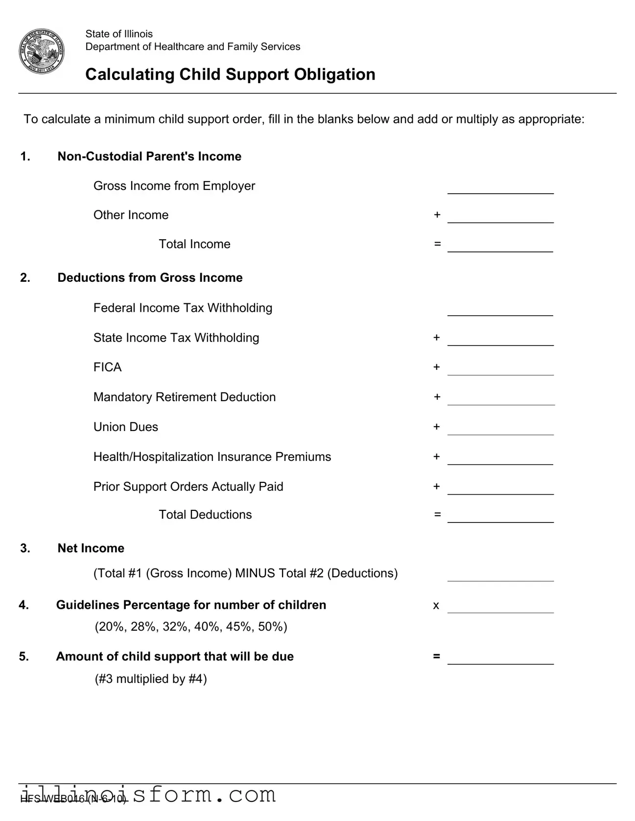 Fill a Valid Illinois Calculating Support Template