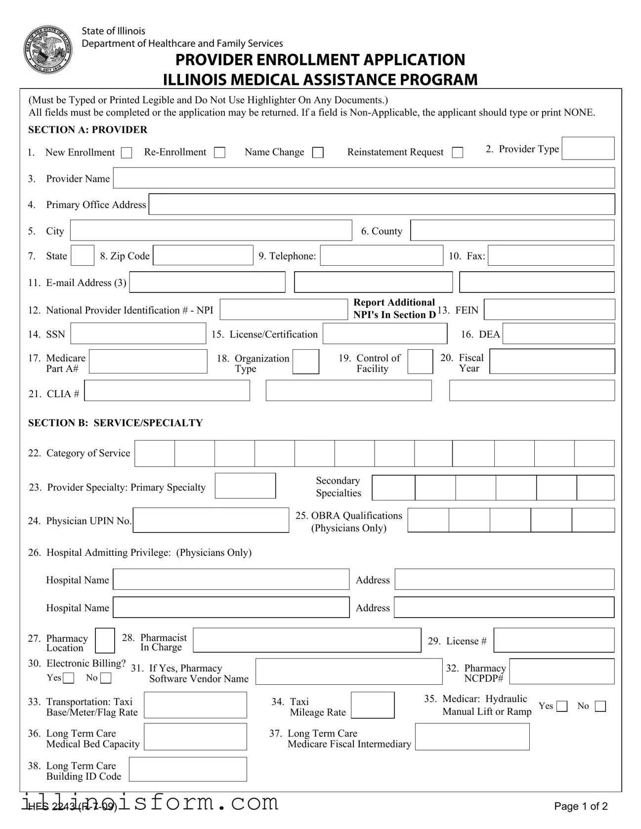 Fill a Valid Illinois Hfs 2243 Template