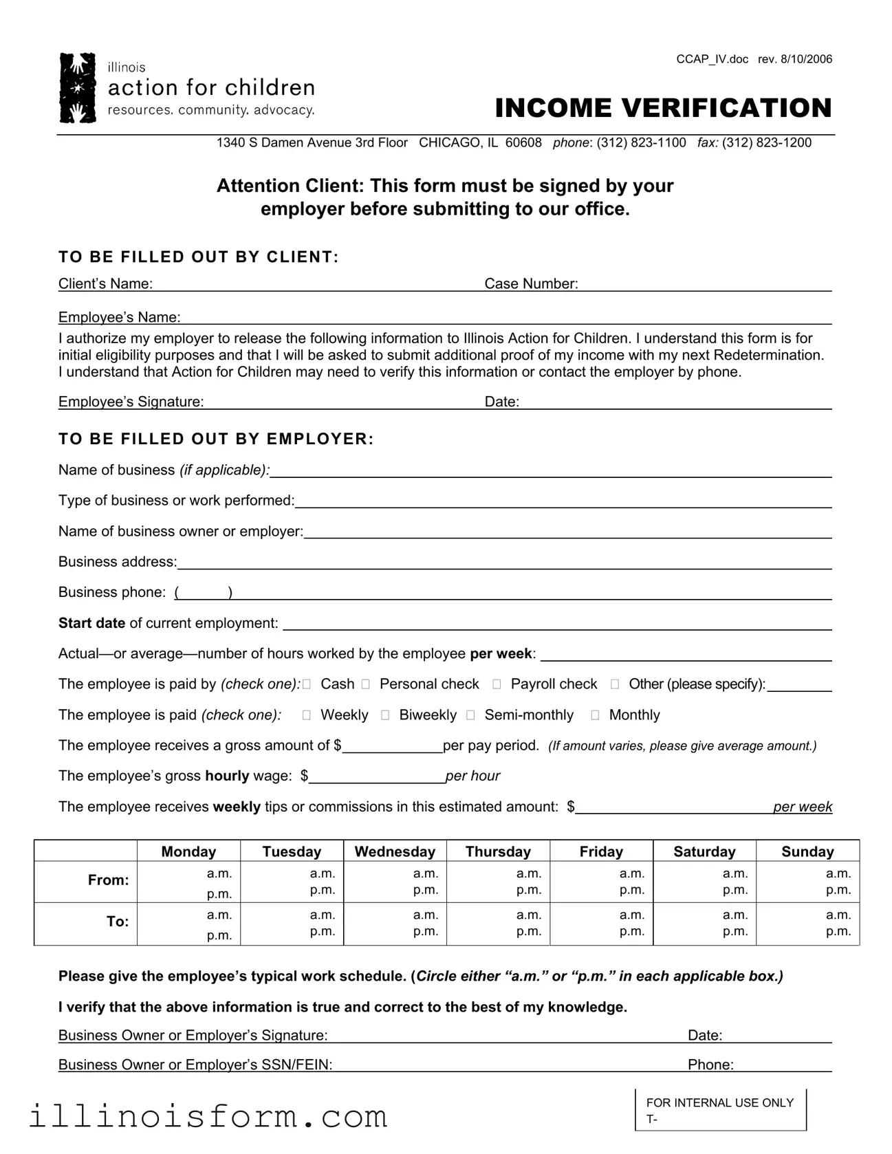 Fill a Valid Illinois Income Verification Template