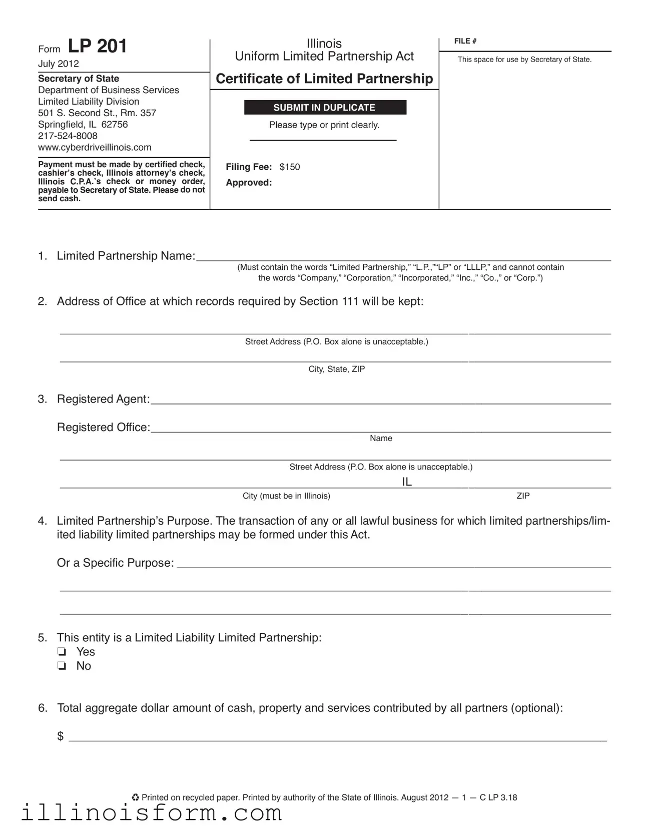 Fill a Valid Illinois Lp 201 Template