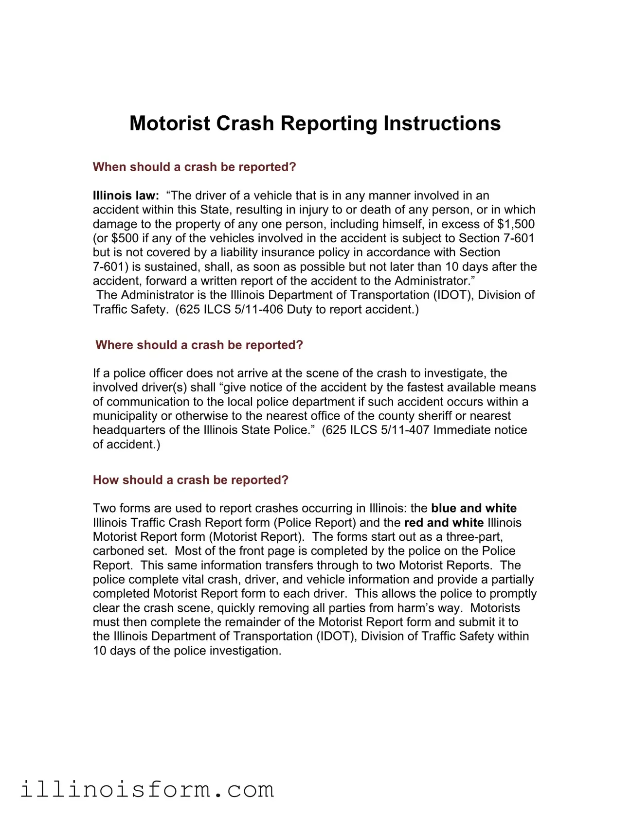 Fill a Valid Illinois Motorist Report Template