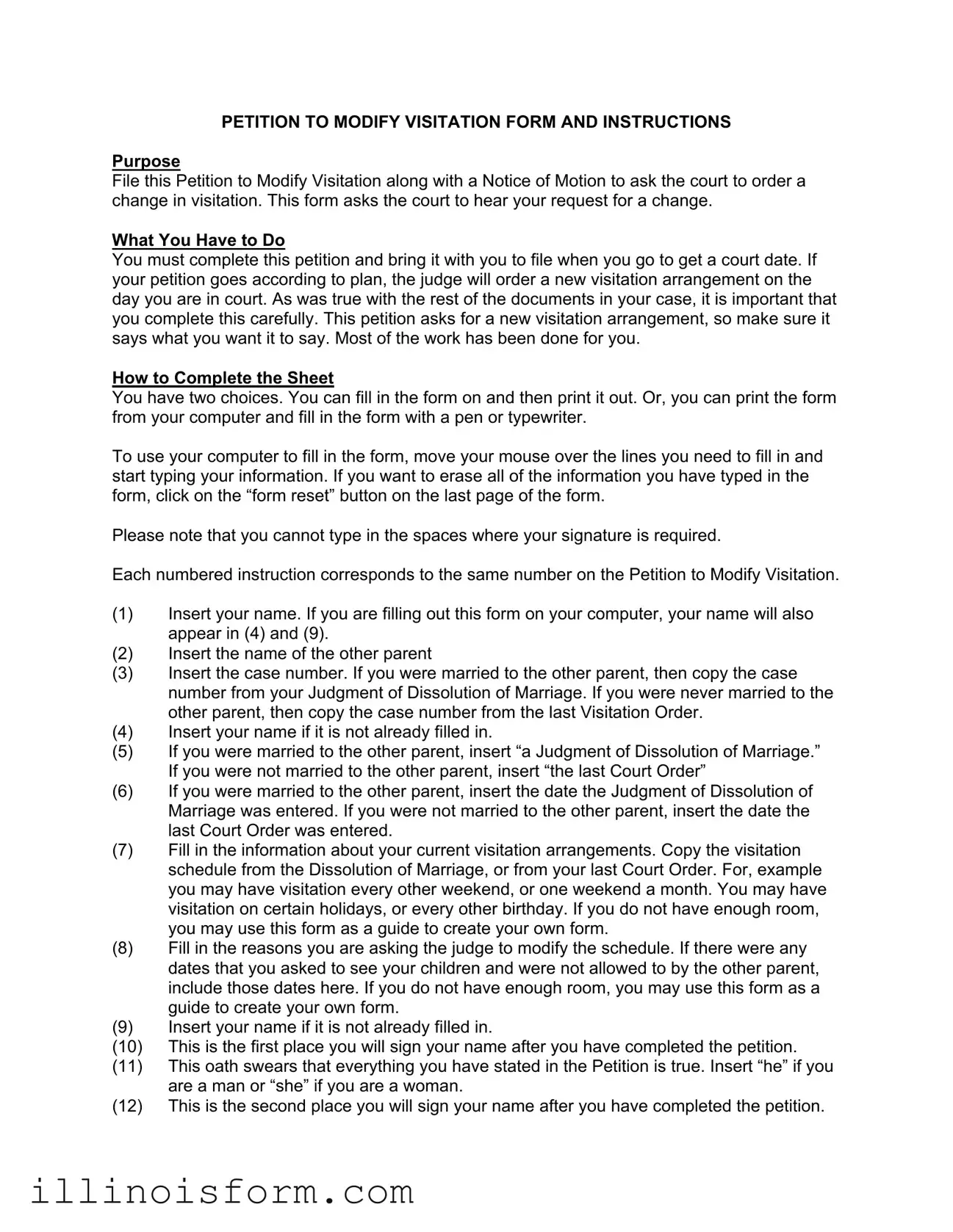 Fill a Valid Illinois Petition To Modify Template