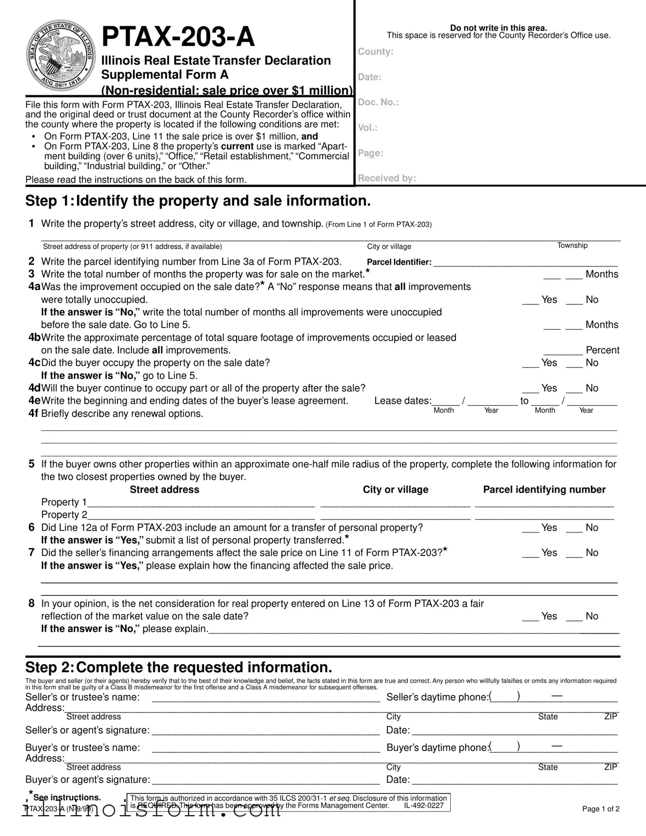 Fill a Valid Illinois Ptax 203 A Template