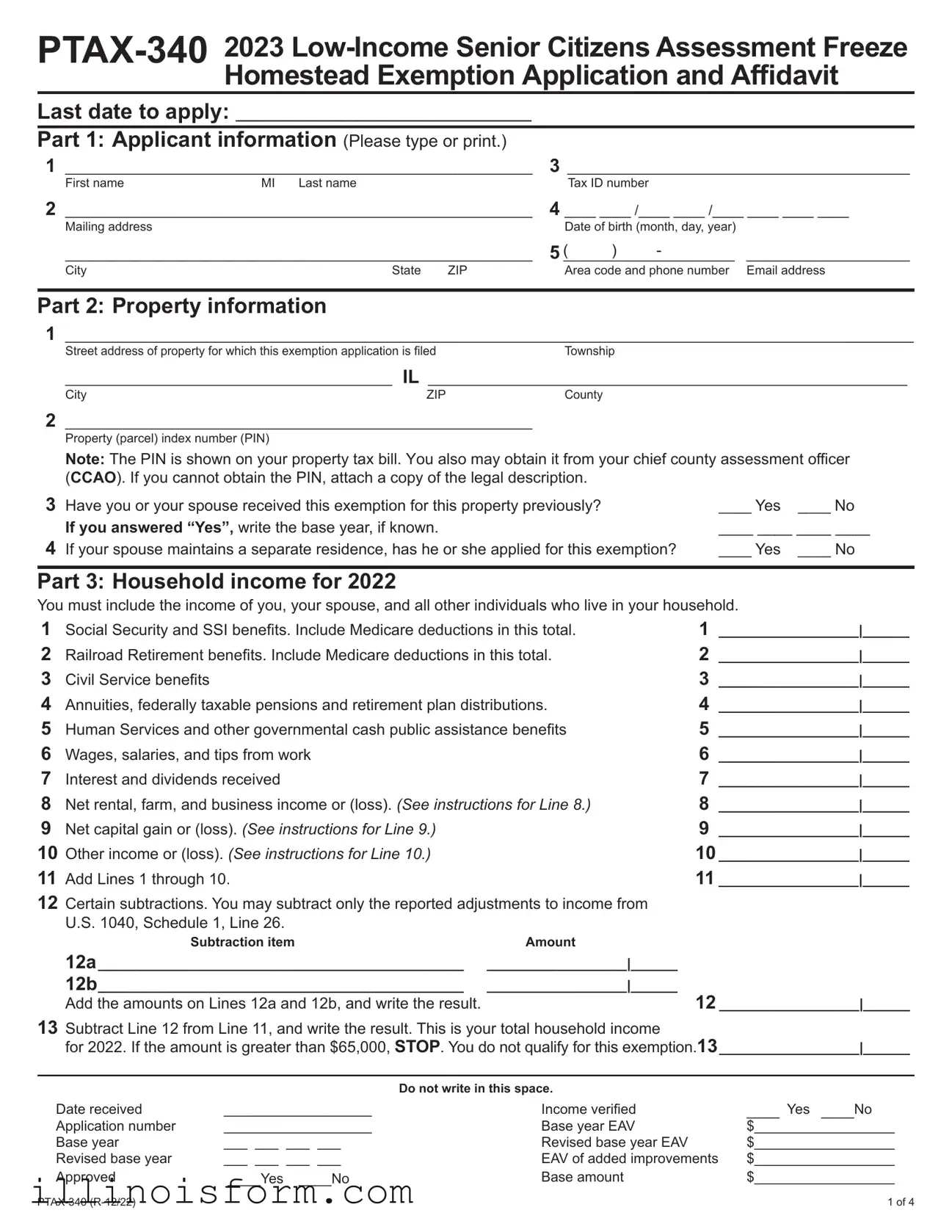 Fill a Valid Illinois Ptax 340 Template
