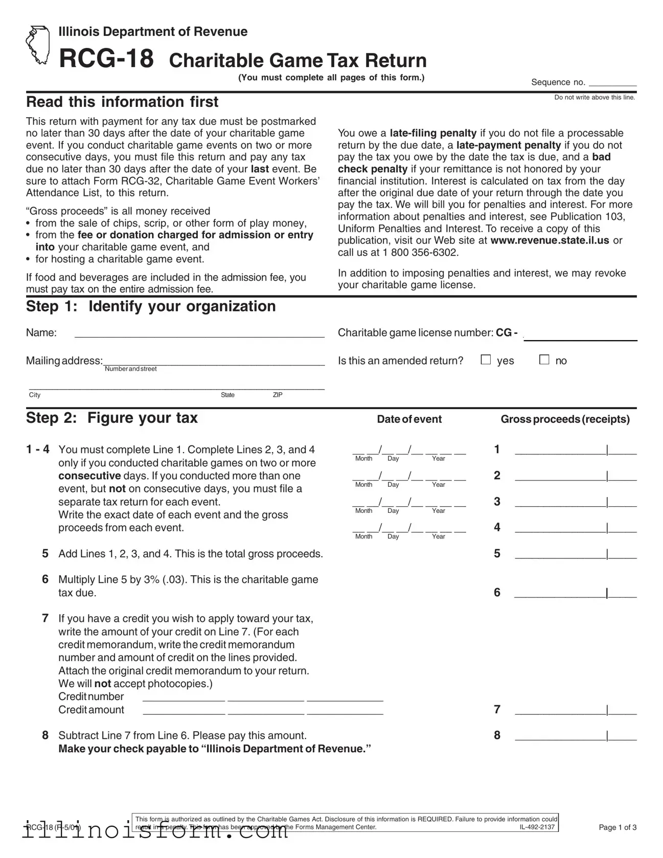 Fill a Valid Illinois Rcg 18 Template