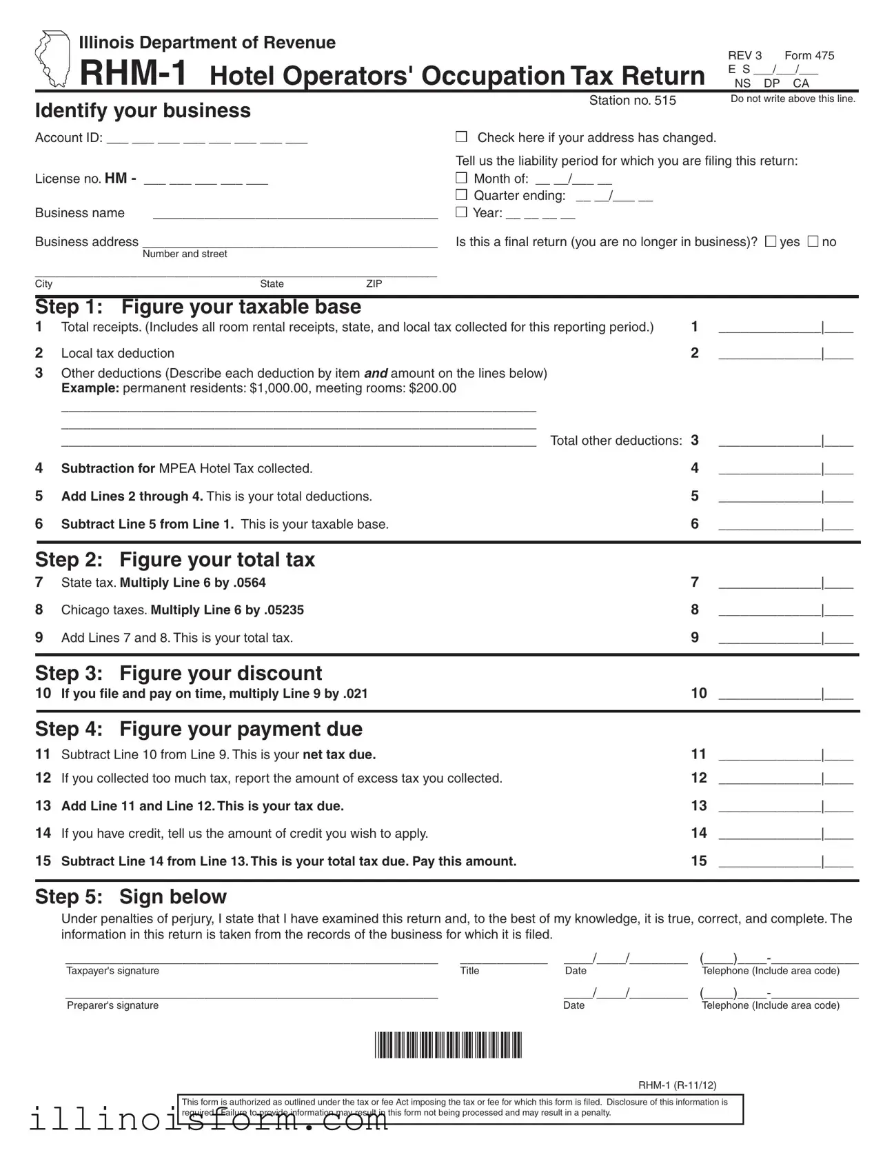 Fill a Valid Illinois Rhm 1 Template