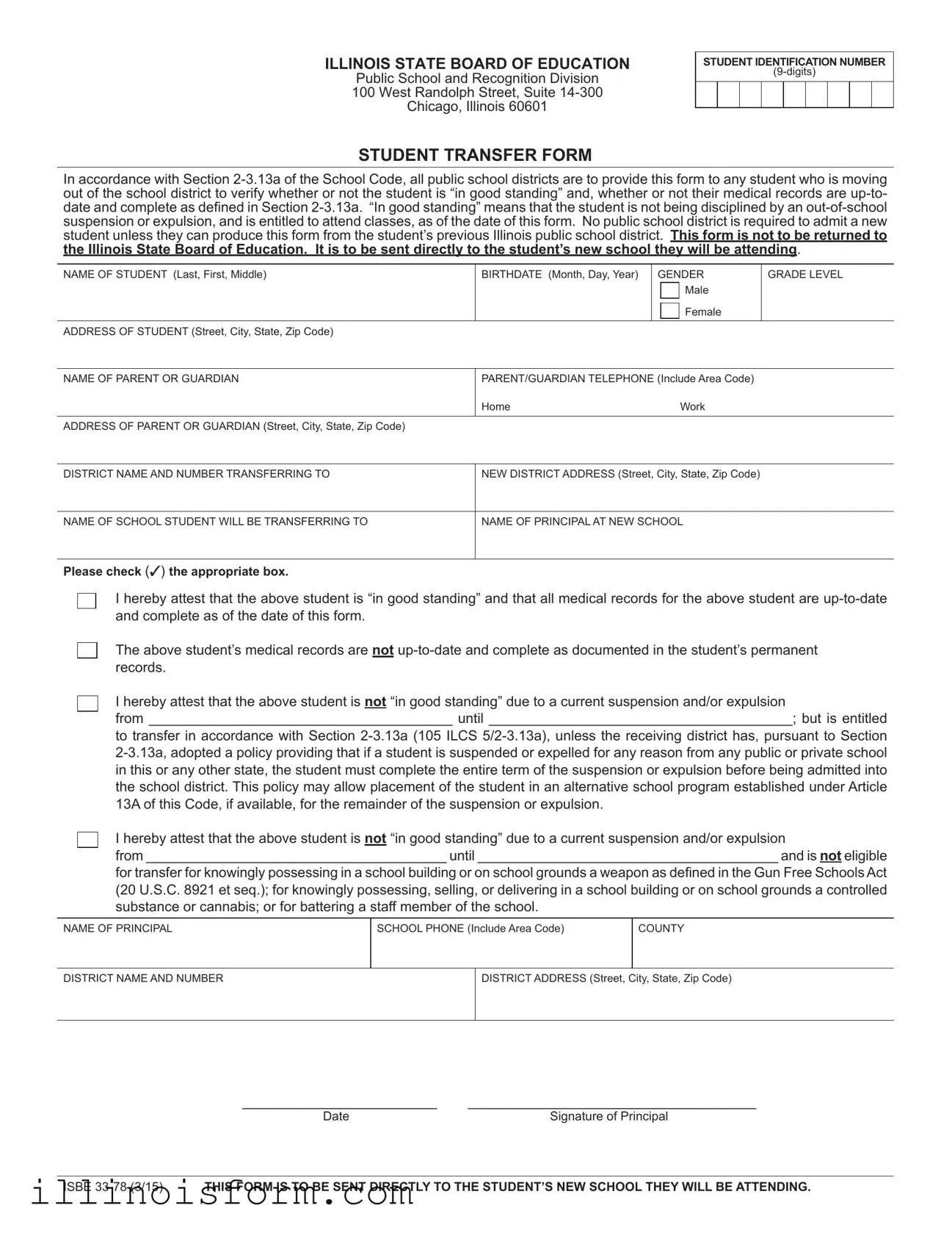Fill a Valid Illinois School Transfer Template