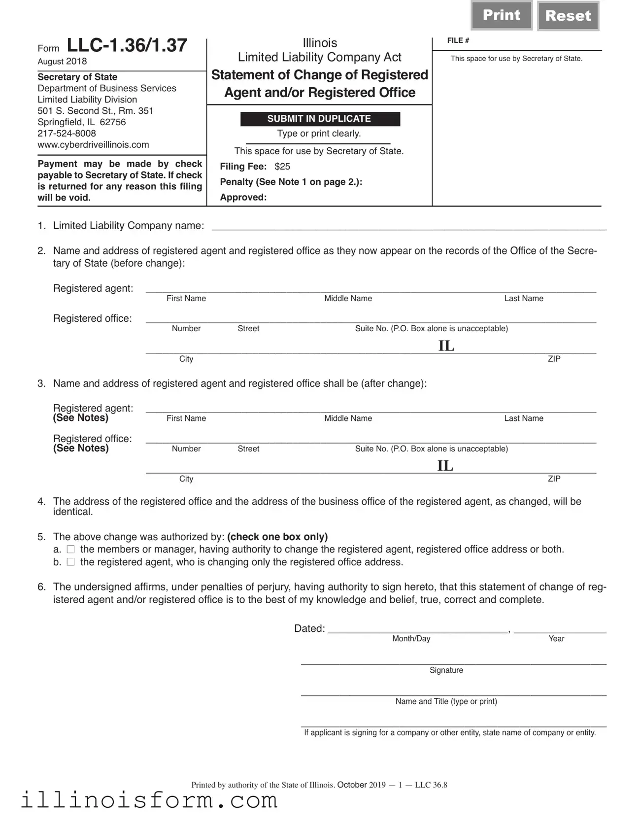 Fill a Valid Illinois Statement Of Change Template