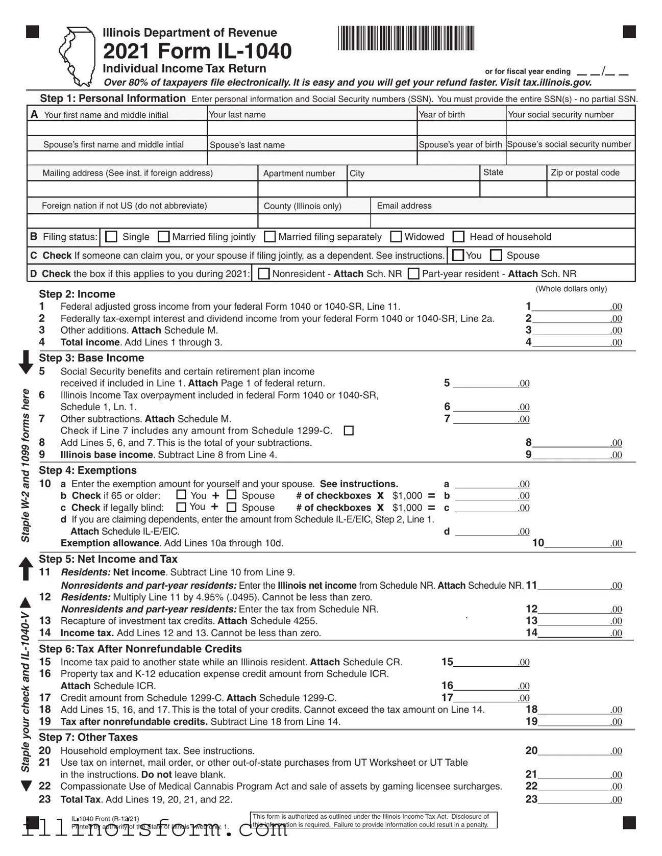 Fill a Valid Illinois Tax Template