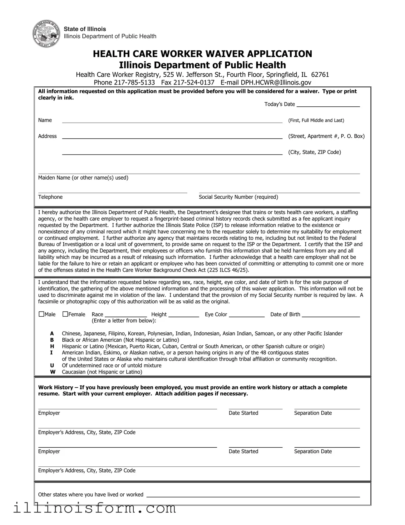 Fill a Valid Illinois Waiver Template