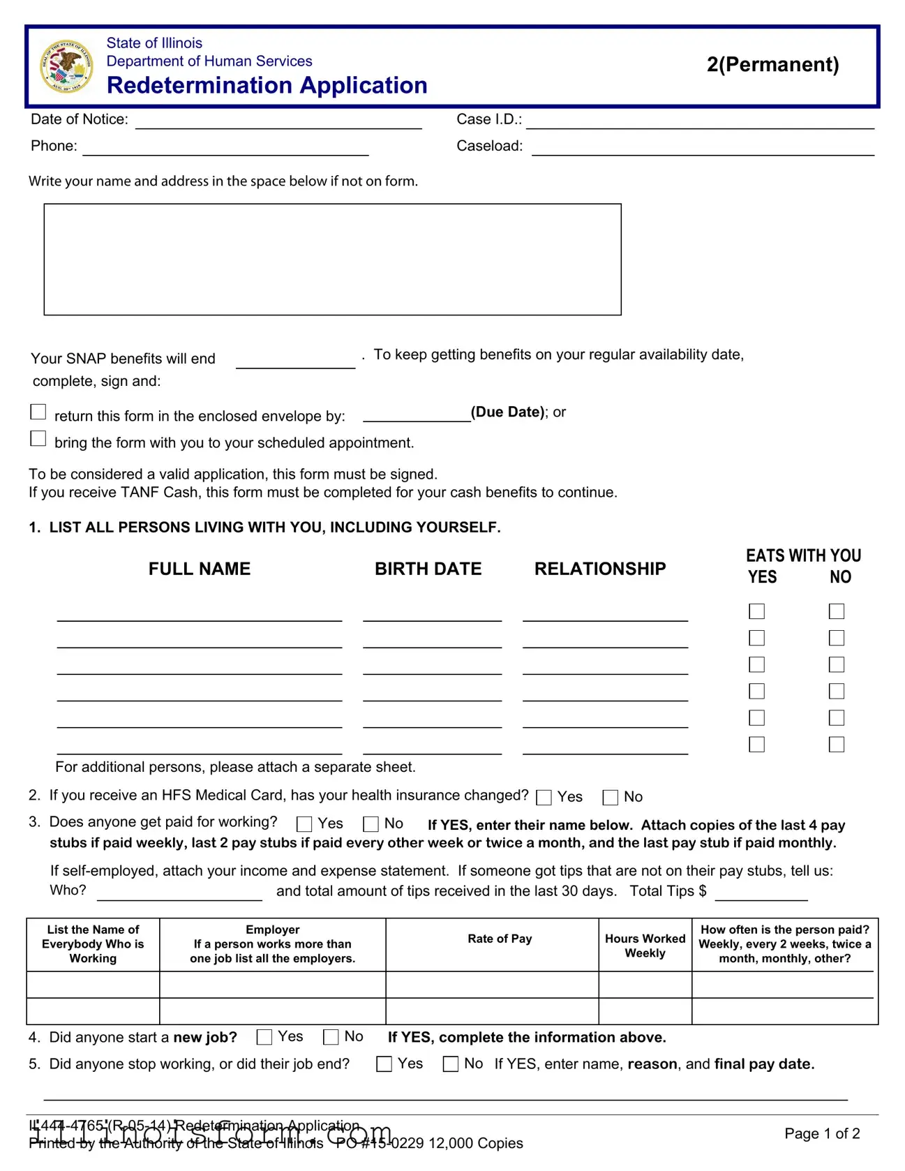 Fill a Valid Link Illinois Redetermination Template