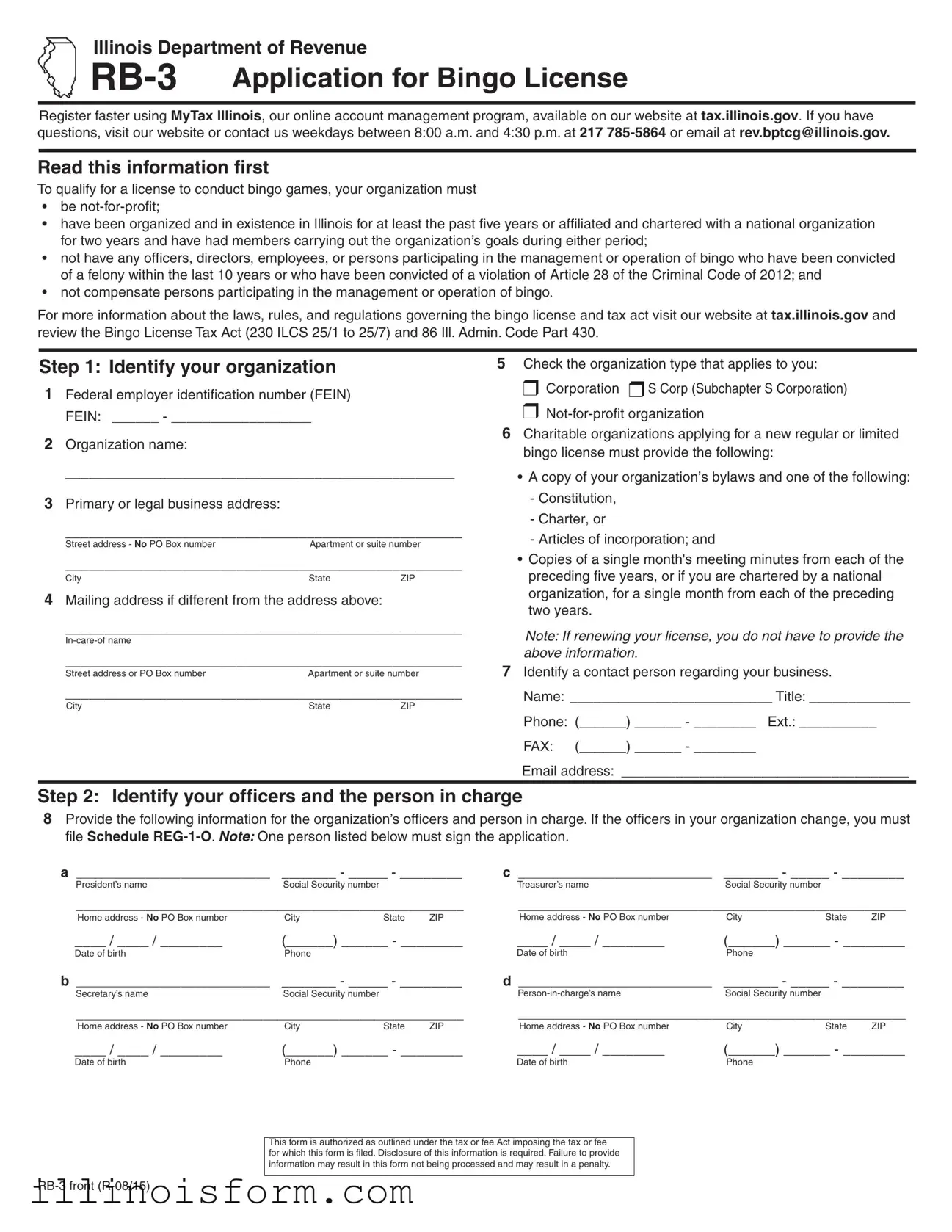 Fill a Valid Rb 3 Illinois Template
