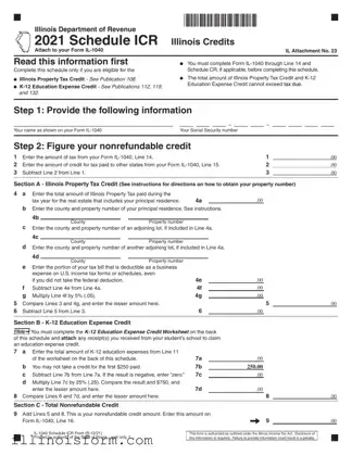 Fill a Valid 2015 Illinois Schedule Icr Template