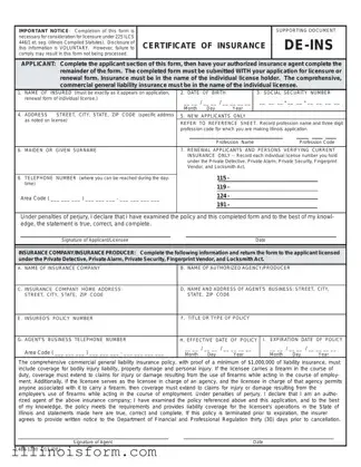 Fill a Valid De Ins Illinois Template