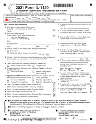 Fill a Valid Illinois 1120 Template