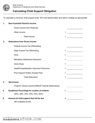 Fill a Valid Illinois Calculating Support Template