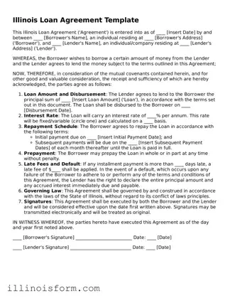 Fillable Illinois Loan Agreement Template