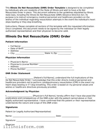 Fillable Illinois Do Not Resuscitate Order Template