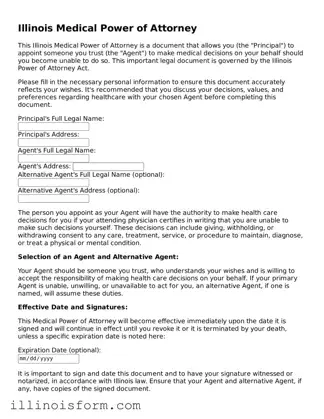 Fillable Illinois Medical Power of Attorney Template