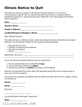 Fillable Illinois Notice to Quit Template