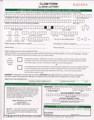 Fill a Valid Illinois Lottery Claim Template