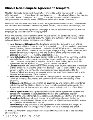 Fillable Illinois Non-compete Agreement Template