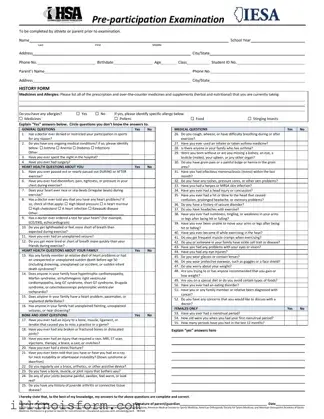 Fill a Valid Illinois Pre Participation Physical Template