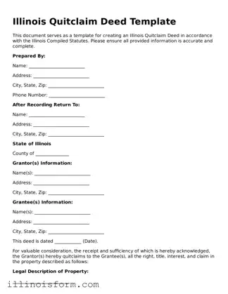 Fillable Illinois Quitclaim Deed Template