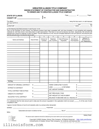 Fill a Valid Illinois Sworn Statement Template