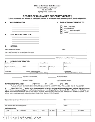 Fill a Valid Illinois Unclaimed Property Reporting Template